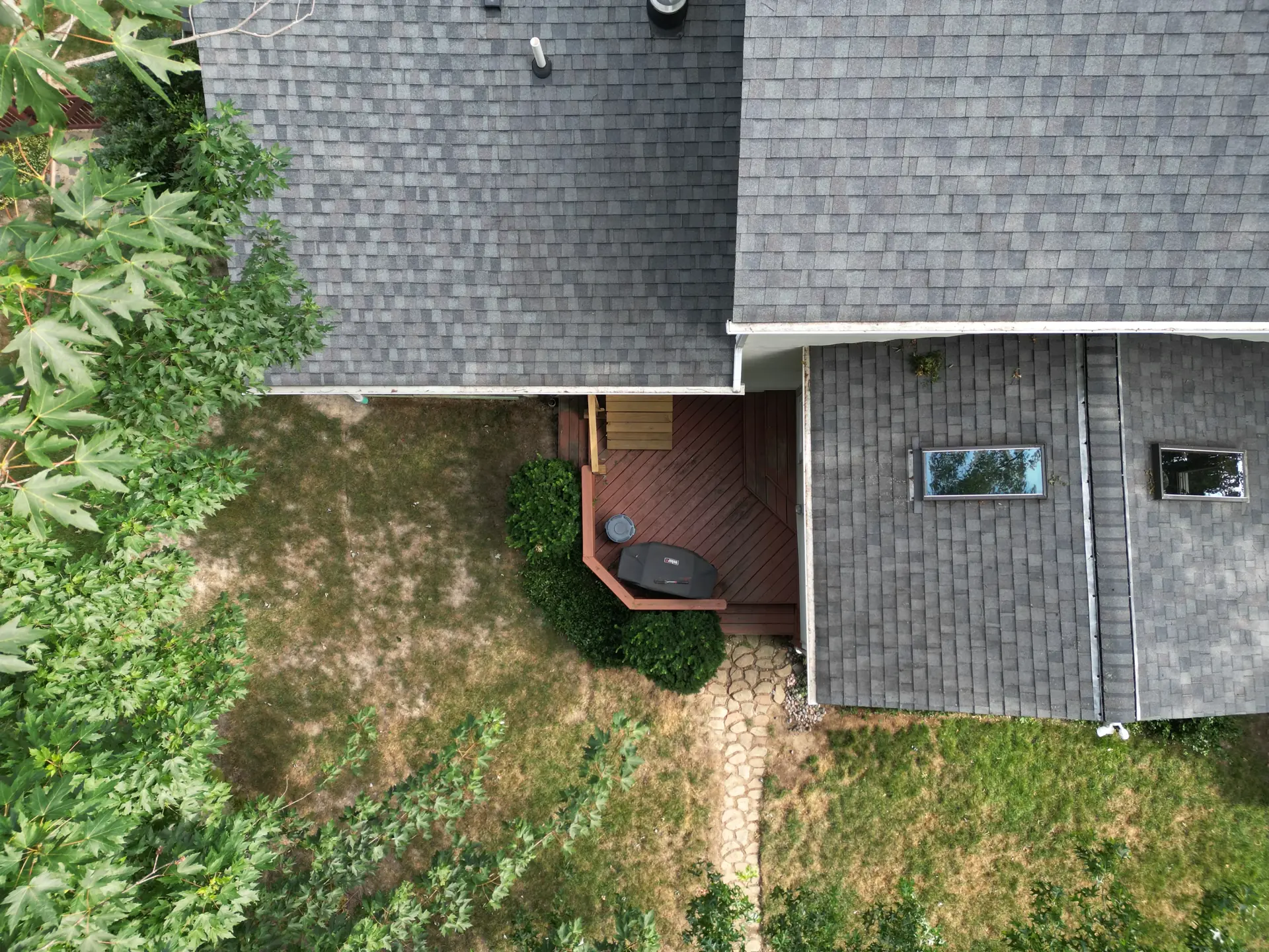 Aerial view of weathered deck